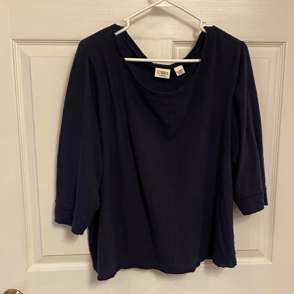 Cato Navy three-quarter Sleeve Women's Top